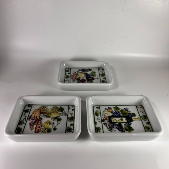 I Godinger Co Dipping Bowls Snack dish Wine Cheese Bread Motif Lot of 3 Gift - Picture 5 of 10